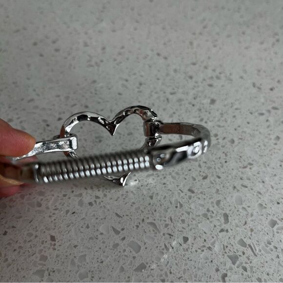 Geometric Heart Open Cuff Bracelet - Picture 3 of 9